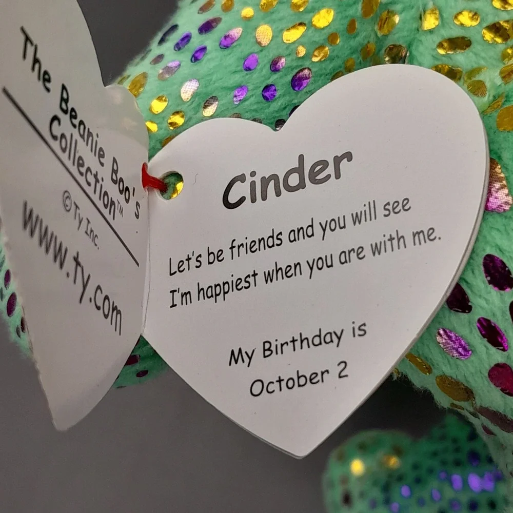 Ty Beanie Boos Cinder Green Dragon Medium 9